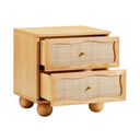 Grappa 22" Wood & Raffia Wavy 2-Drawer Nightstand