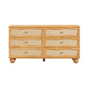 Grappa 62" Natural Wood & Raffia Wavy 6-Drawer Dresser