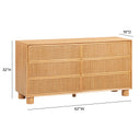 Miles 62" Natural Wood 6-Drawer Dresser