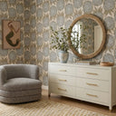 Dani 62" Cream Faux Shagreen 6-Drawer Dresser