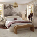Bara Cream Textured Performance Velvet Bed