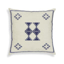 Aztec 20" Cream & Indigo Wool Square Throw Pillow Cover