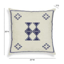Aztec 20" Cream & Indigo Wool Square Throw Pillow Cover