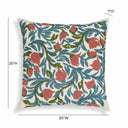 Tulip 20" Embroidered Floral Wool Square Throw Pillow Cover