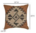 Terra 20"  Square Wool and Jute Kilim Throw Pillow