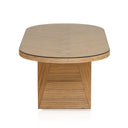 Caren 95" Natural Rattan and Glass Oval Dining Table