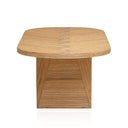 Caren 95" Natural Rattan and Glass Oval Dining Table