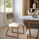 Bobbie Cream Performance Vegan Leather and Grey Vegan Shearling Dining Chair