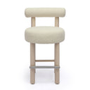 Carmel Cream Performance Boucle and Solid Wood Counter Stool