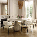 Tatum Cream 2-Tone Performance Vegan Leather and Jacquard Dining Chair