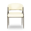 Tatum Cream 2-Tone Performance Vegan Leather and Jacquard Dining Chair