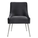 Beatrix Grey Performance Velvet Dining Chair - Silver Legs