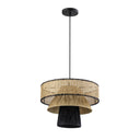 Rylie Natural & Black Raffia Pendant Lamp