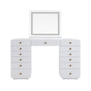 Hollywood 56" White Desk with LED Panel Vanity Mirror