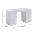 Hollywood 56" White Desk with LED Panel Vanity Mirror