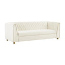 Wafa 87" Cream Performance Velvet Sofa by Inspire Me! Home Decor by TOV Furniture