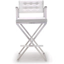 Director Performance Vegan Leather Stool with Silver Base