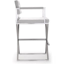 Director Performance Vegan Leather Stool with Silver Base