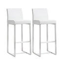 Denmark Performance Vegan Leather Stool with Silver Base - Set of 2
