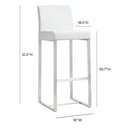 Denmark Performance Vegan Leather Stool with Silver Base - Set of 2