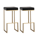Ferrara Black Performance Vegan Leather and Gold Steel Barstool - Set of 2