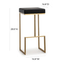 Ferrara Black Performance Vegan Leather and Gold Steel Barstool - Set of 2