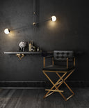 Director Performance Vegan Leather Stool with Gold Base