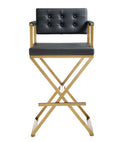 Director Performance Vegan Leather Stool with Gold Base