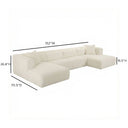 Tarra 4-Piece Fluffy Oversized Performance Corduroy Modular U-Sectional