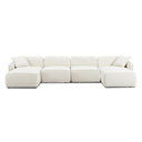 Travie 6-Piece Sand Upcycled Performance Linen Modular U-Sectional
