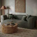 Tristine 96" Olive Green Upcycled Performance Basketweave Sofa