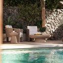 Eclipse Textured Faux Travertine Indoor/Outdoor Side Table