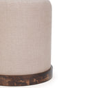 Como Burl and Saddle Brown Cotton Jute Contract-Grade Accent Stool