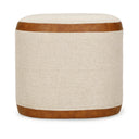 Huche Cotton Jute and Vegan Leather Oval Contract-Grade Pouf