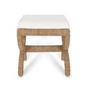 Kappa Cream Contract-Grade Fabric and Natural Seagrass Accent Stool