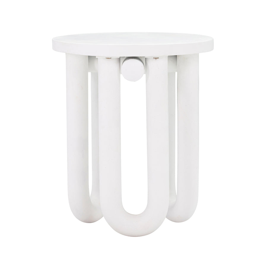 Tildy White Concrete Indoor / Outdoor Round Side Table