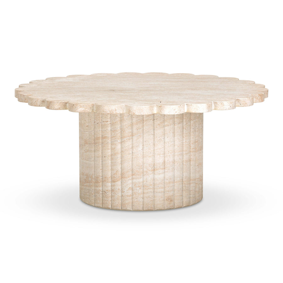 Blossom 36" Washed Faux Travertine Finish Indoor/Outdoor Round Coffee Table
