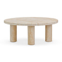 Amora Faux Travertine Indoor/Outdoor Round Accent Table (26"-32")