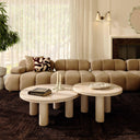 Amora Faux Travertine Indoor/Outdoor Round Accent Table (26"-32")