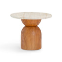 Cynthia Faux Travertine Concrete Indoor/Outdoor Side Table