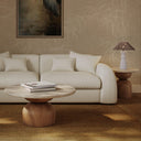 Cynthia Faux Travertine Concrete Indoor/Outdoor Side Table