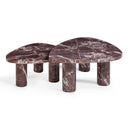 Libby 2-Piece Faux Red Levanto Marble Indoor/Outdoor Nesting Coffee Table Set