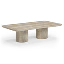 Tyche 55" Faux Travertine Indoor/Outdoor Concrete Rectangular Coffee Table