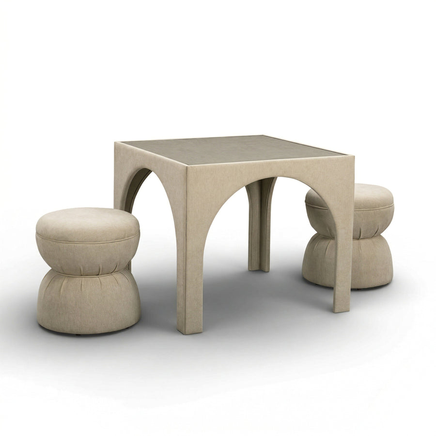 Tomlin Performance Chenille Game Table and Two Ottomans Set