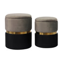 Gigi Grey and Black Performance Velvet Storage Ottomans - Set of 2