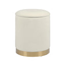Zoe Cream Chenille Storage Ottoman