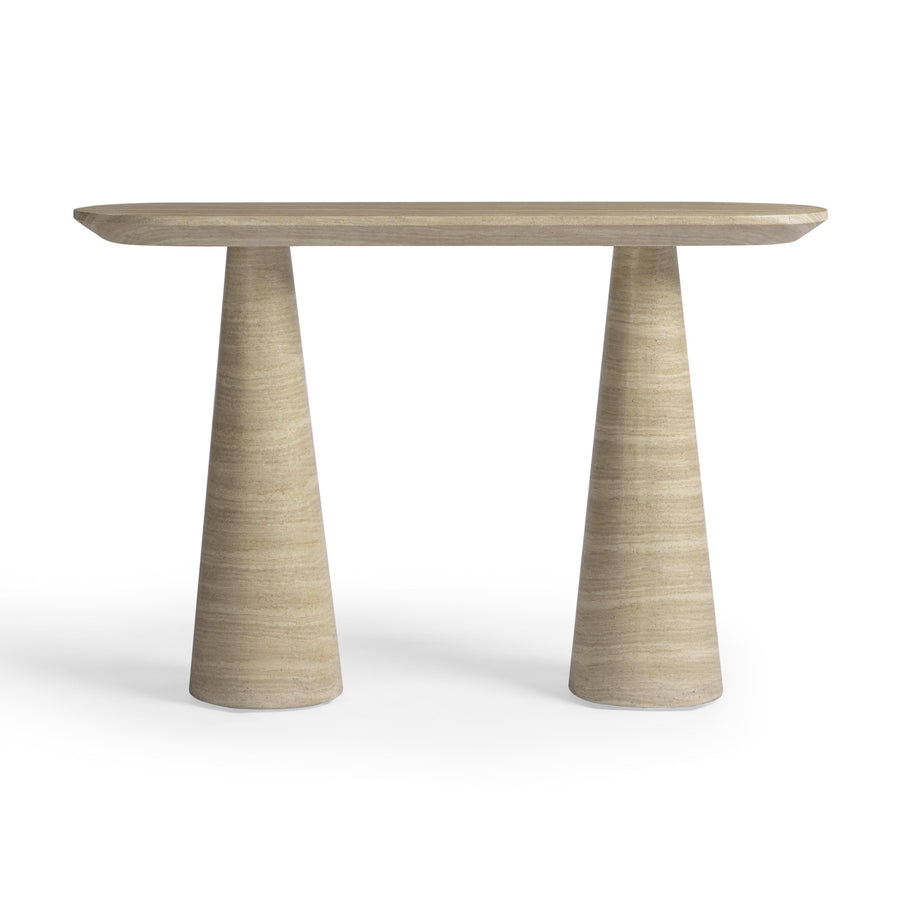 Sandra 47" Faux Travertine Indoor/Outdoor Console Table