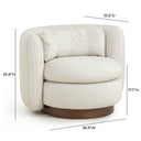 Nura Cream Performance Vegan Mohair Swivel Accent Chair