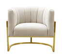 Magnolia Spotted Cream Performance Velvet Accent Chair