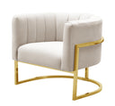 Magnolia Spotted Cream Performance Velvet Accent Chair